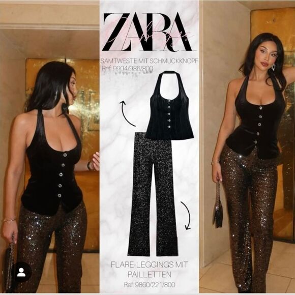 NWT ZARA JEWEL BUTTON VELVET VEST top black - Picture 2 of 10